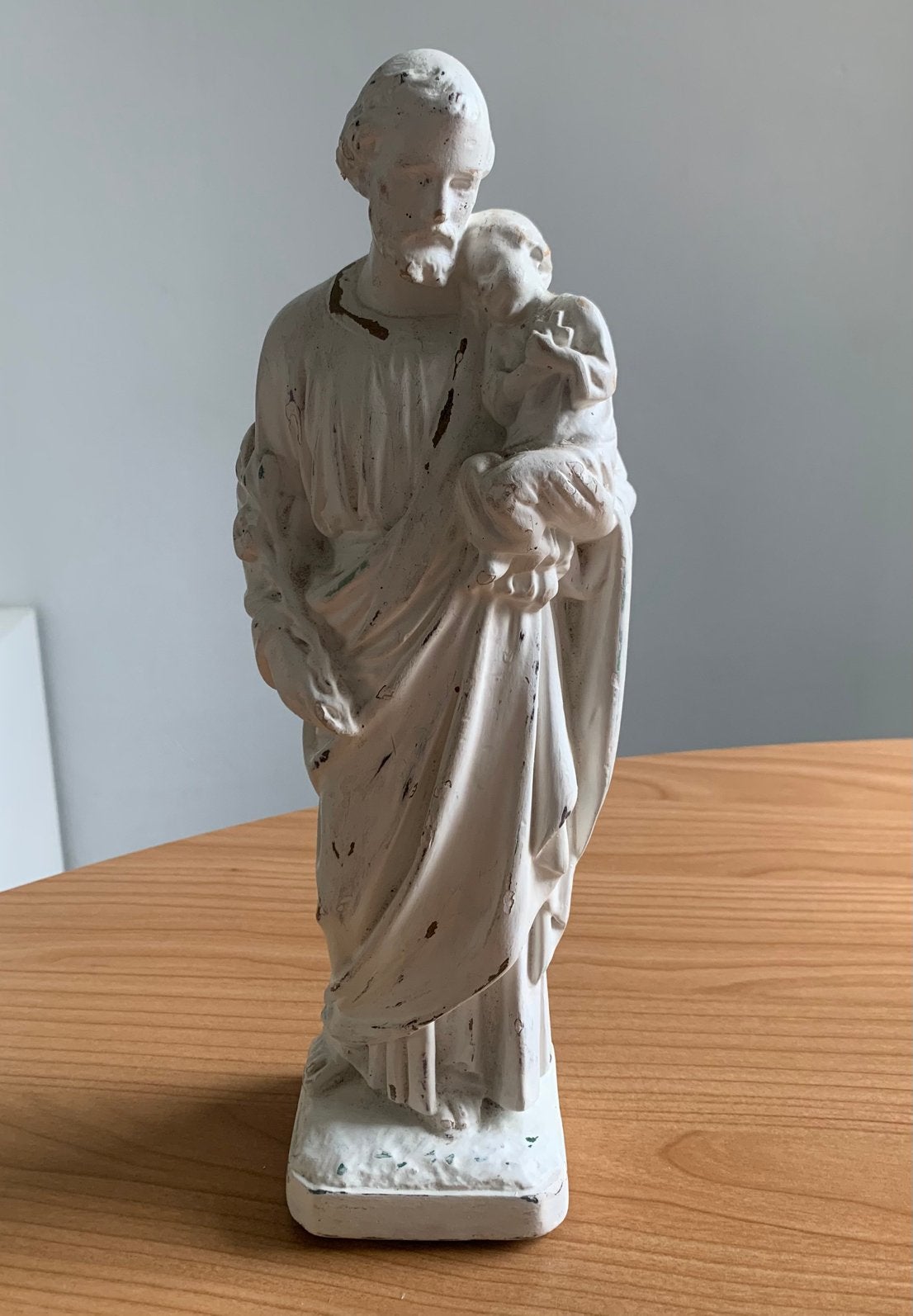 Gipsen heilig beeld van Sint Jozef en kind Jezus, 32 cm., Ophalen of Verzenden