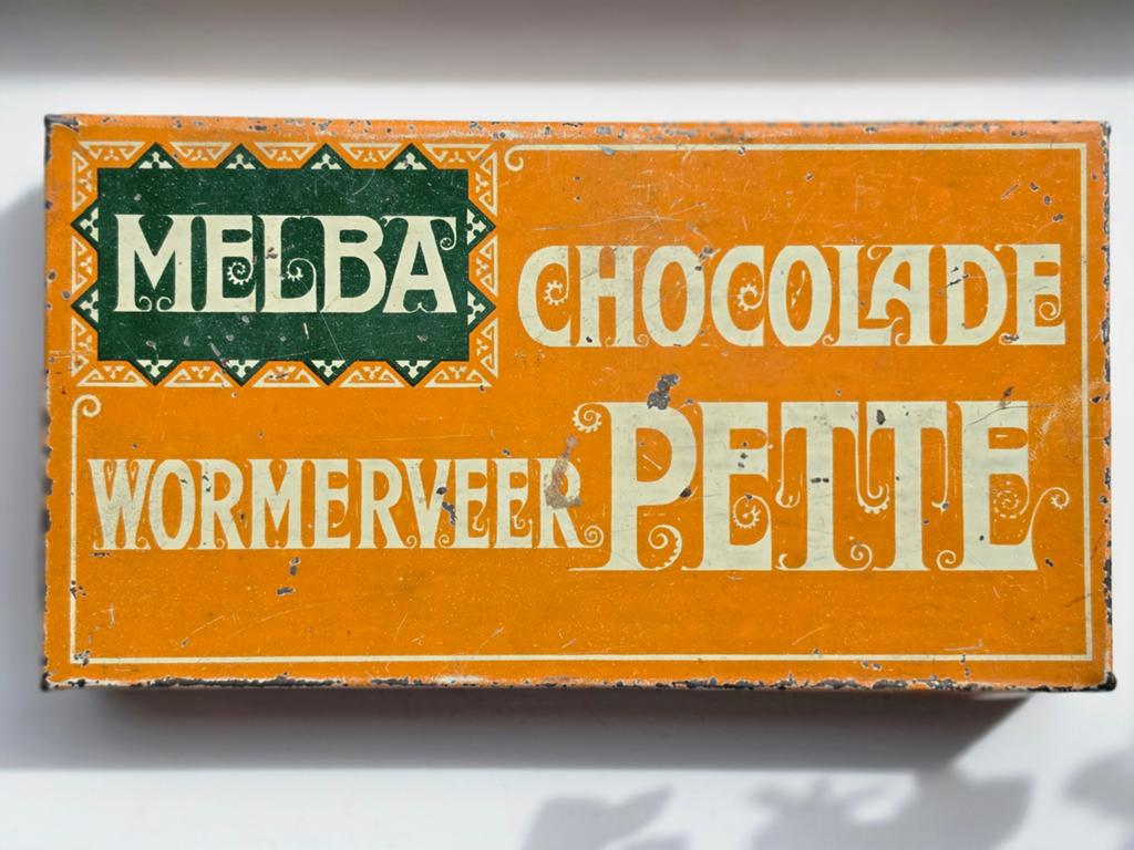 Pette Melba Chocolade Reepen Bars blik Wormerveer, Verzamelen, Ophalen of Verzenden, Gebruikt, Overige