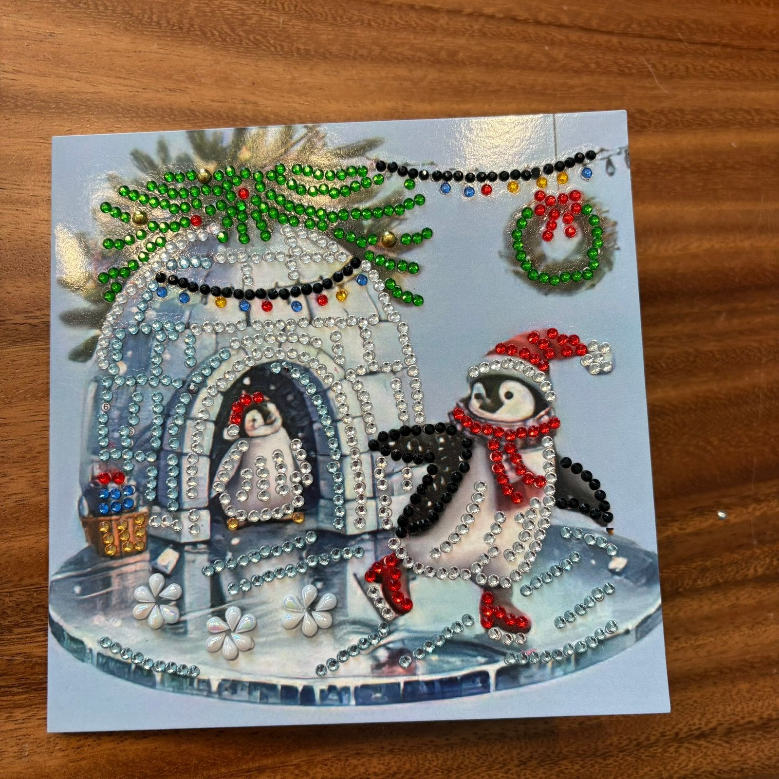 Diamond painting kerstkaart pinguïns, Ophalen of Verzenden, Zo goed als nieuw, Kerst