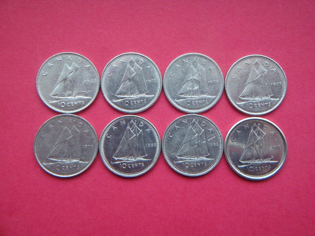 Kavel Canada setje munten 10 Cent 1968 t/m 2010., Verzenden, Noord-Amerika, Setje