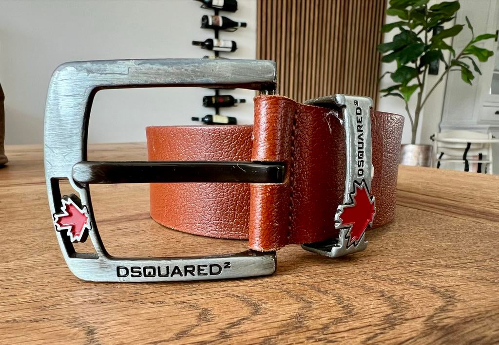 Dsquared2 riem, Kleding | Heren, Riemen en Ceinturen, Bruin, Echt leder, Zo goed als nieuw, Riem of Ceintuur