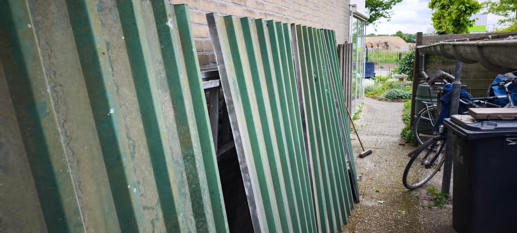 Groene golfplaten voor dak of schuur - Gebruikt, Gebruikt, Overige kleuren, Ophalen of Verzenden, 15 m² of meer