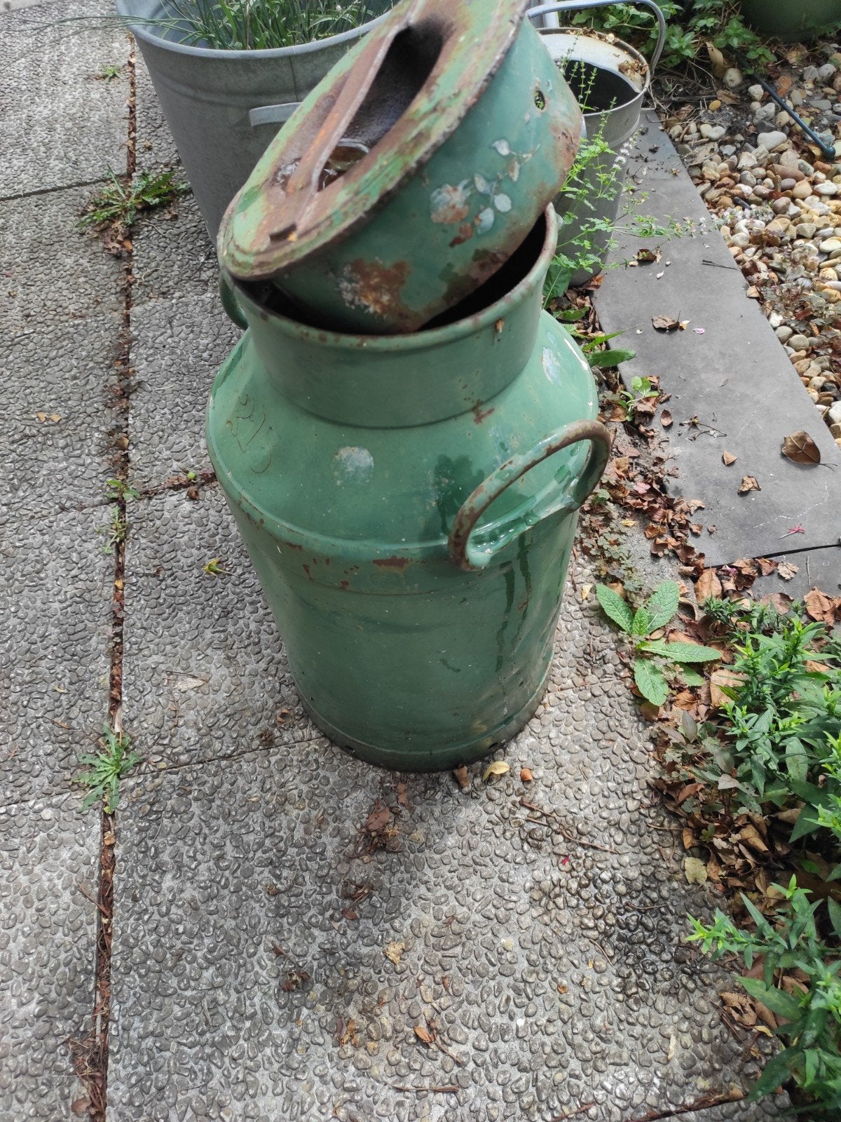 Vintage groene melkbus met deksel, Ophalen of Verzenden