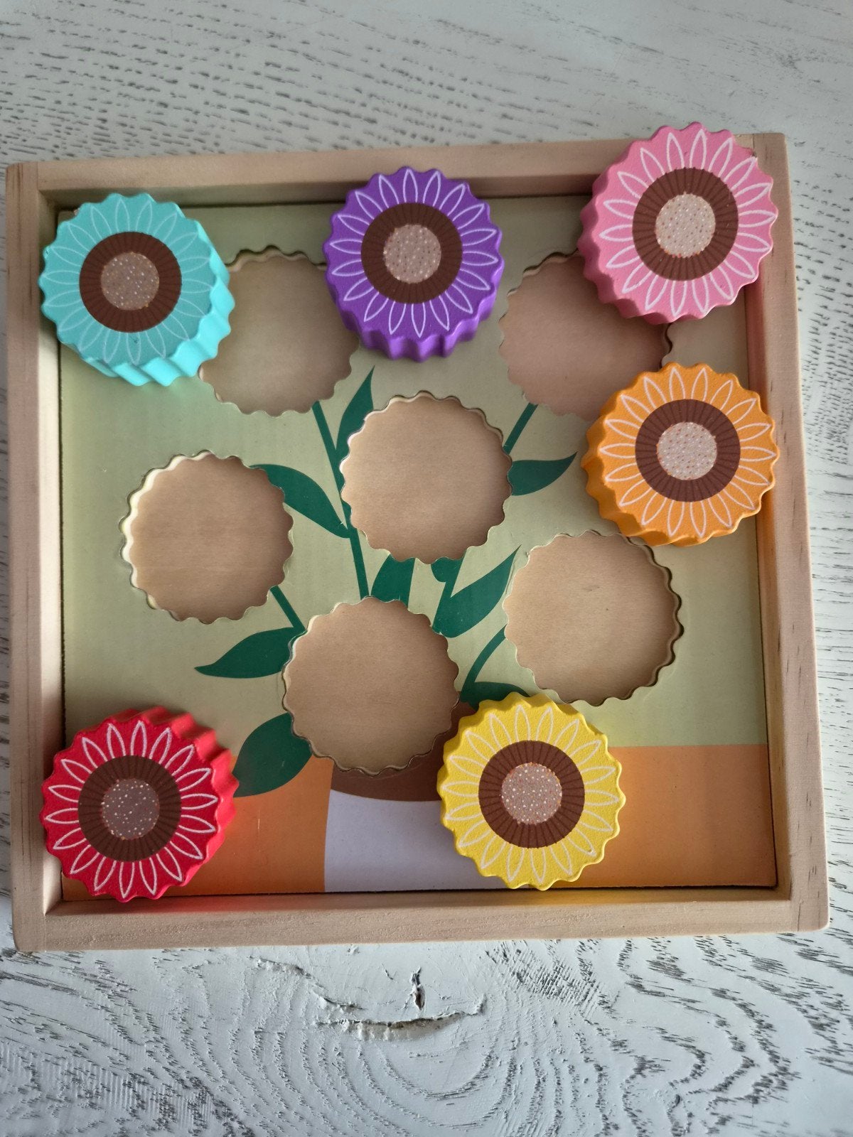 Houten bloemenpuzzel - zo goed als nieuw, 2 tot 4 jaar, Ophalen of Verzenden, Zo goed als nieuw, Van hout