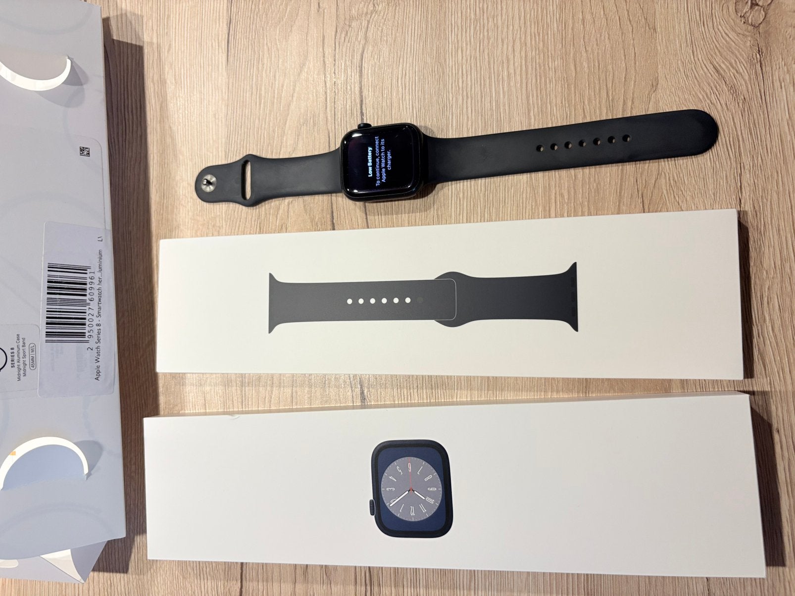 Apple watch 8 45mm in doos, Ophalen, Zo goed als nieuw, Zwart, IOS