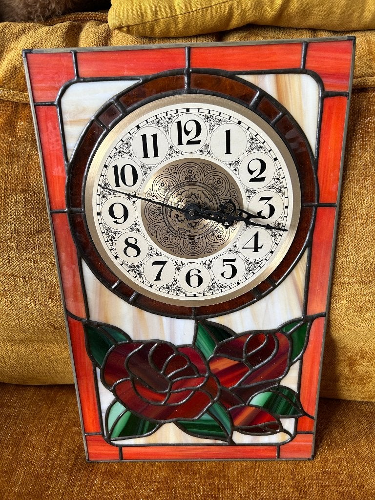 handgemaakte glas in lood klok werkt op batterij, Ophalen, Handgemaakt, Vintage, Analoog