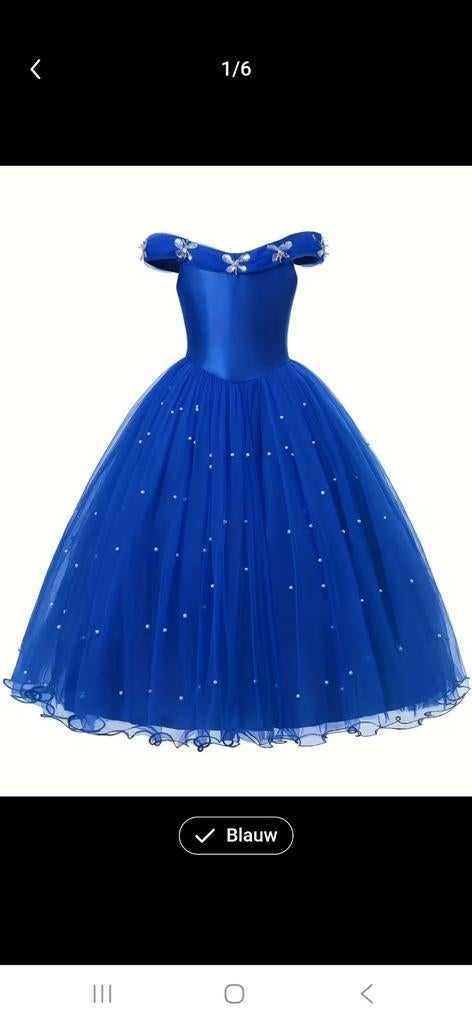 Meisjes Off-Shoulder Tule Jurk met Diamanten en Parels, Kinderen en Baby's, Carnavalskleding en Verkleedspullen, Verzenden