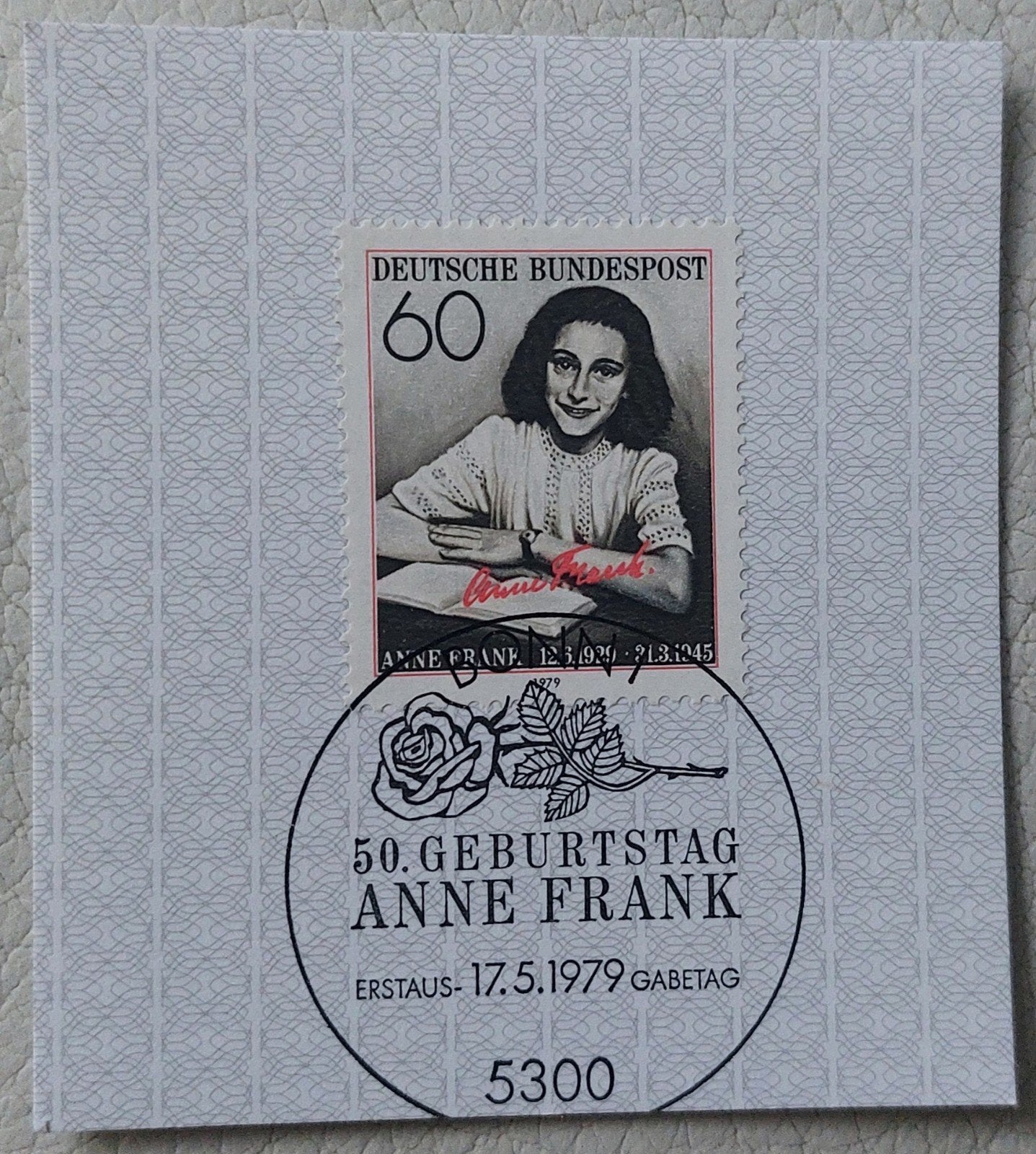 Duitse Bundespost postzegel Anne Frank 50e verjaardag, Ophalen of Verzenden