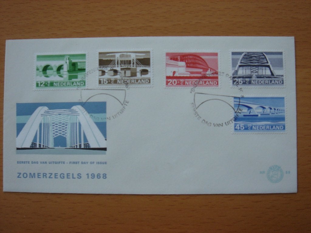 NVPH E89 1e Dag-enveloppe Zomerzegels 1968 – Bruggen, Ophalen of Verzenden, Onbeschreven, Nederland