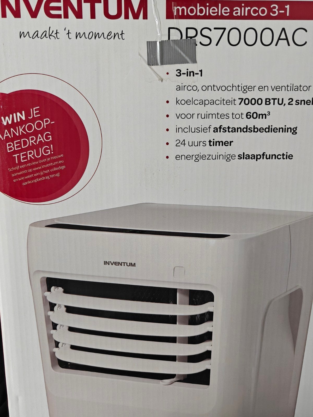 Inventum Mobiele Airco 3-in-1 DRS7000AC - Zo goed als nieuw, Timer, Minder dan 60 m³, 2 snelheden, Ophalen of Verzenden