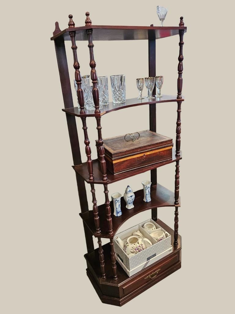 Antieke mahoniehouten etagère met lade, Ophalen