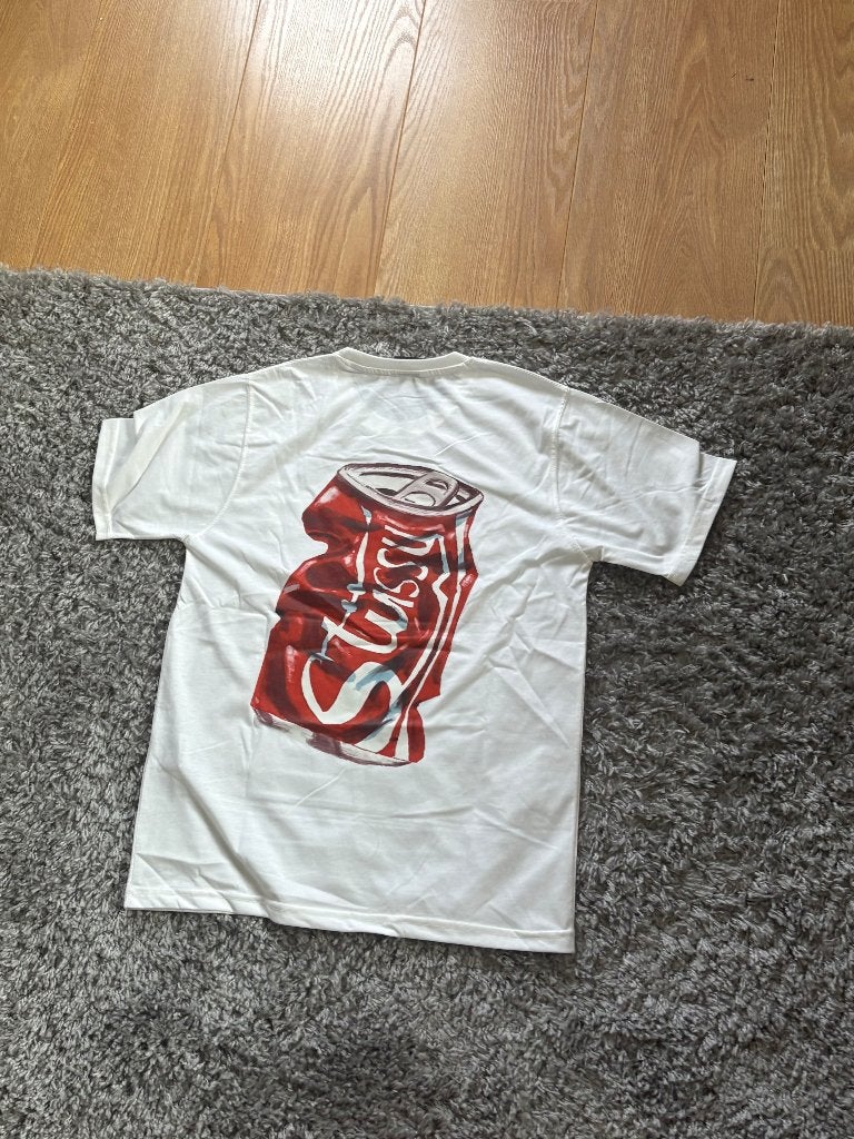 Stussy T-Shirt Wit met Rode Details in Maat L, Maat 52/54 (L), Wit, Stussy, Ophalen of Verzenden