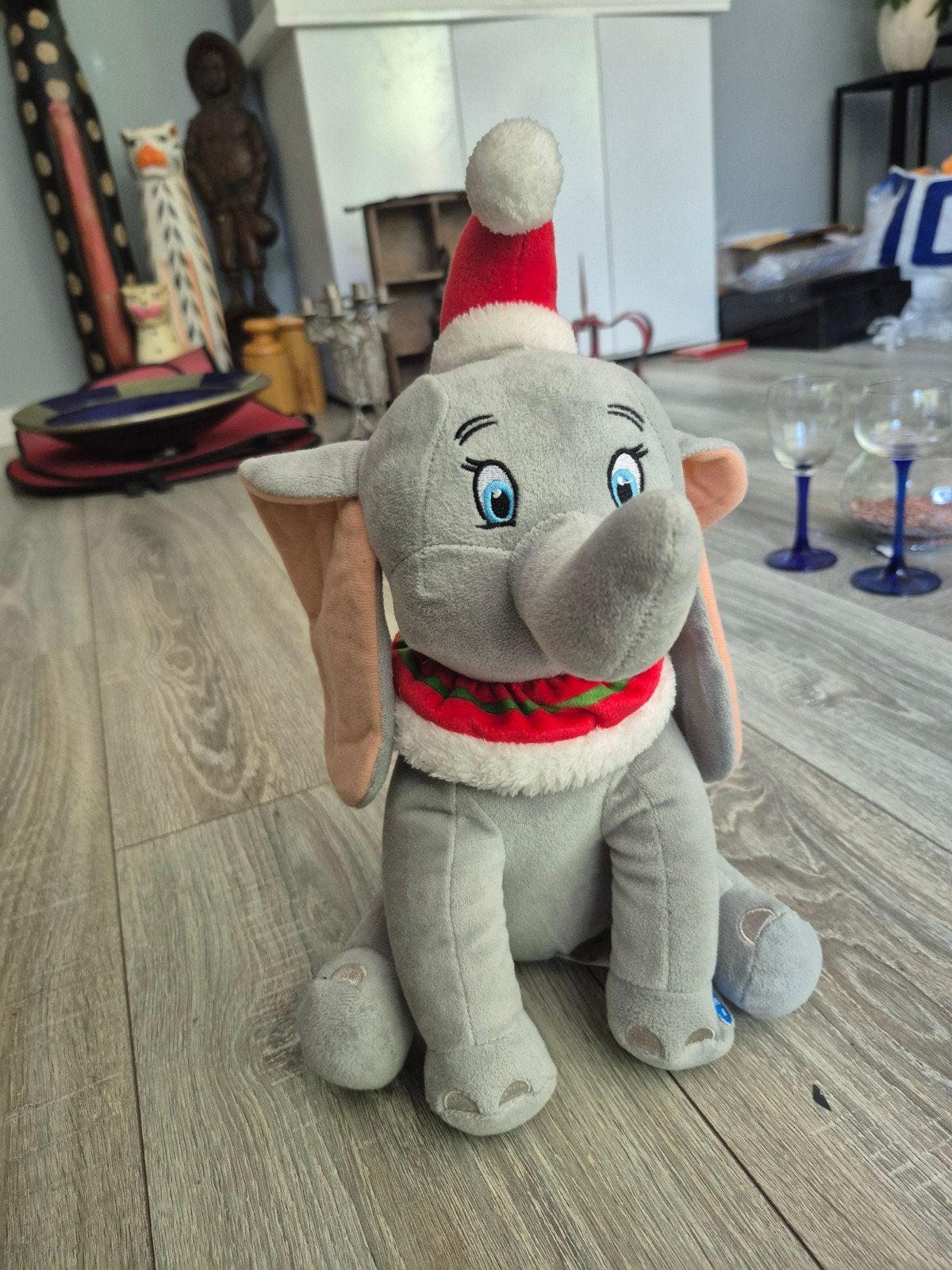 Disney Dumbo knuffel met kerstmuts en sjaal, Disney, Disney, Grijs, Ophalen of Verzenden