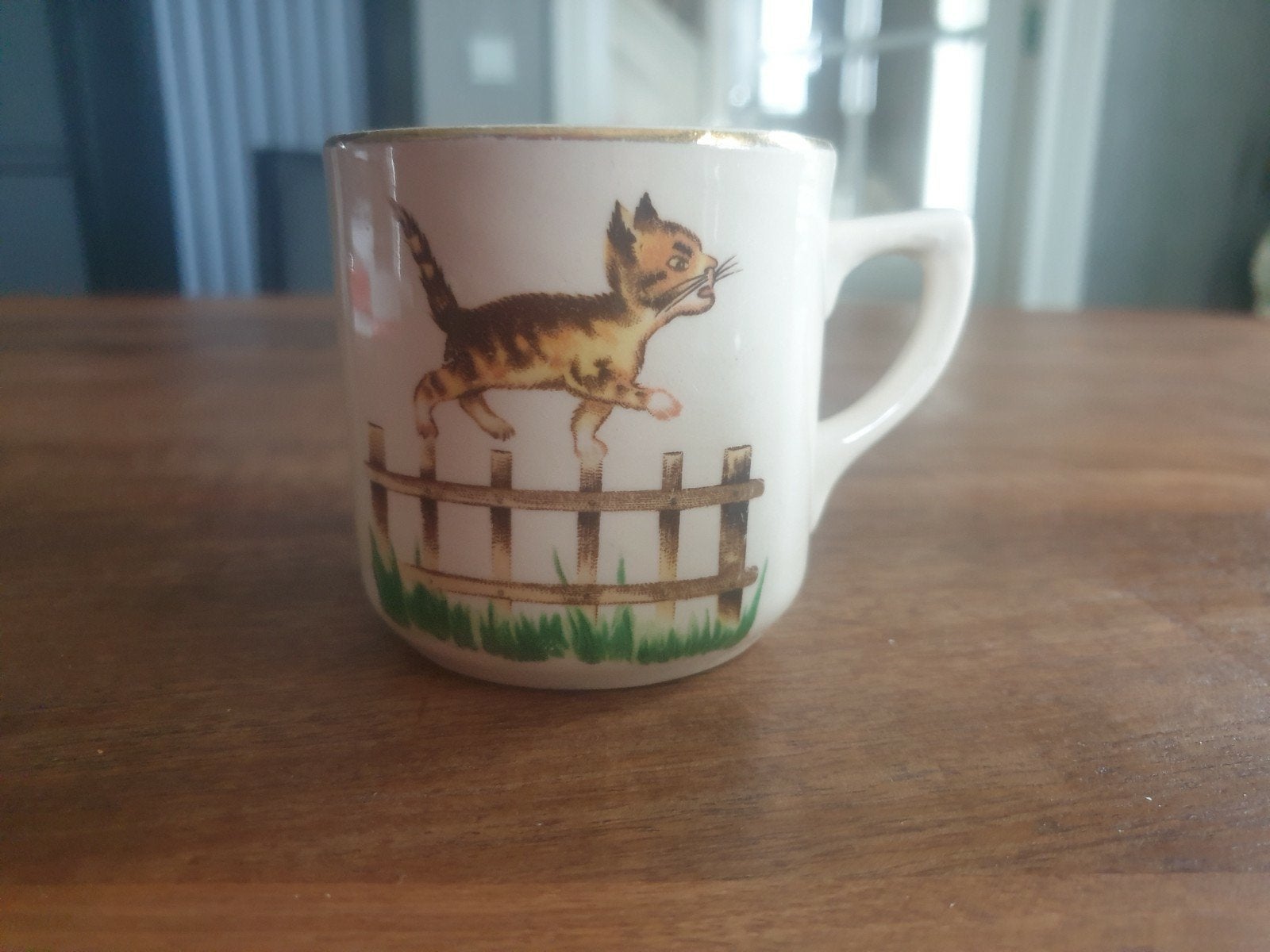 Vintage Beker met Kattenafbeelding - J.B. Made in Poland, Ophalen of Verzenden