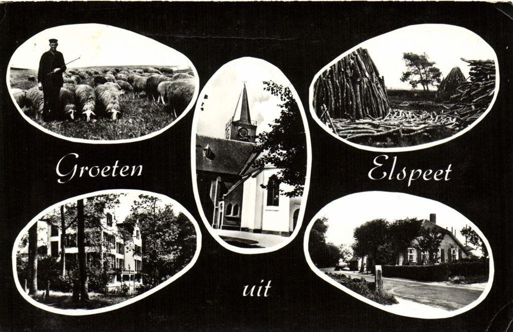 Groeten uit Elspeet - 5 afb dorp + omgeving - 1977 gelopen, Verzamelen, Ophalen of Verzenden, 1960 tot 1980, Gelopen, Noord-Brabant