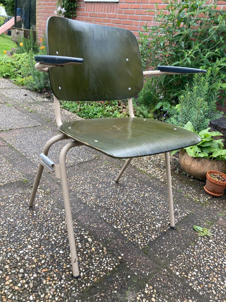3x Vintage Groene Stoel met Armleuningen, Ophalen, Gebruikt, Overige kleuren, Drie