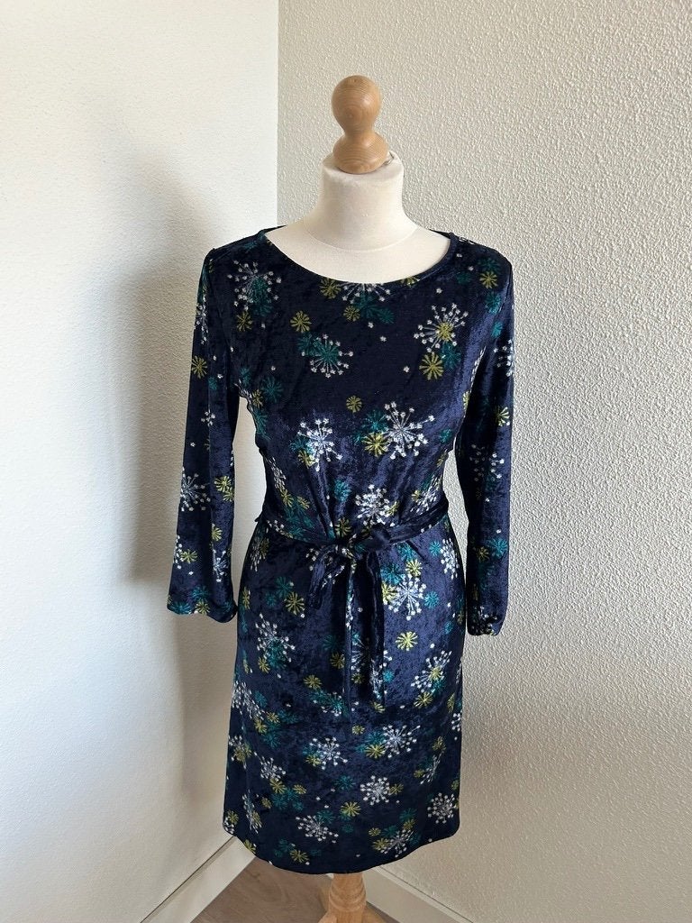 King Louie maat L als nieuwe Zoe velvet dress 2547, Kleding | Dames, Blauw, Maat 42/44 (L), Ophalen of Verzenden, Zo goed als nieuw