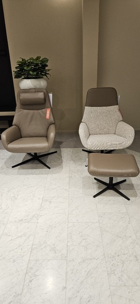 Montel Vison Relax fauteuil, Ophalen, Leer, 75 tot 100 cm, Zo goed als nieuw