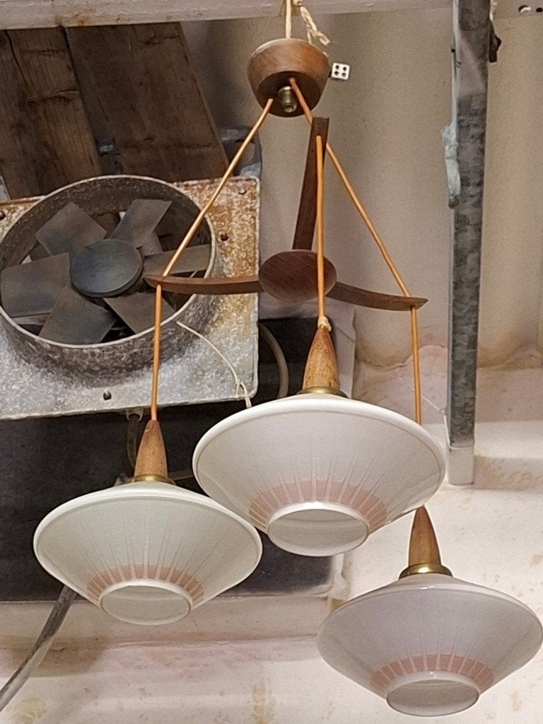 Hanglamp '60s ( Retro/Vintage/Design ), Ophalen of Verzenden, Gebruikt, Glas, Vintage