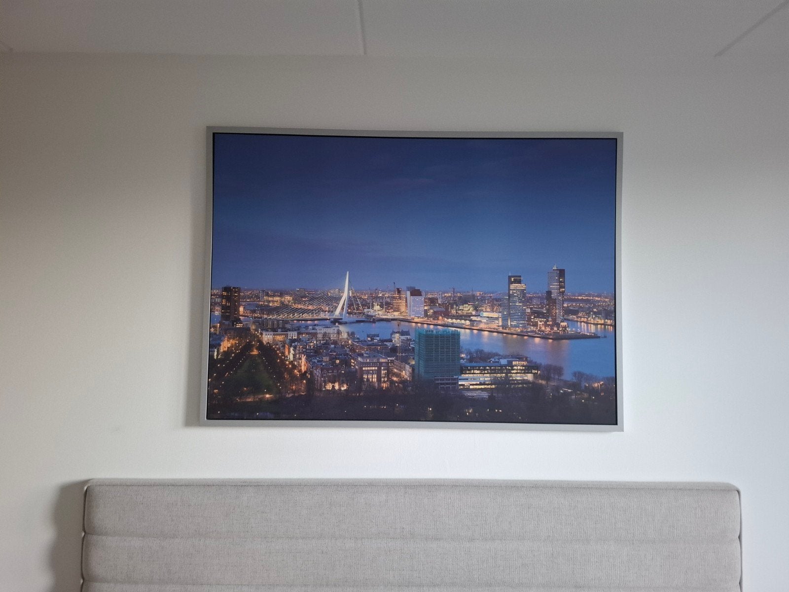 Grote foto van Rotterdam bij nacht, Ophalen, Gebruikt, 100 tot 125 cm, Foto of Poster