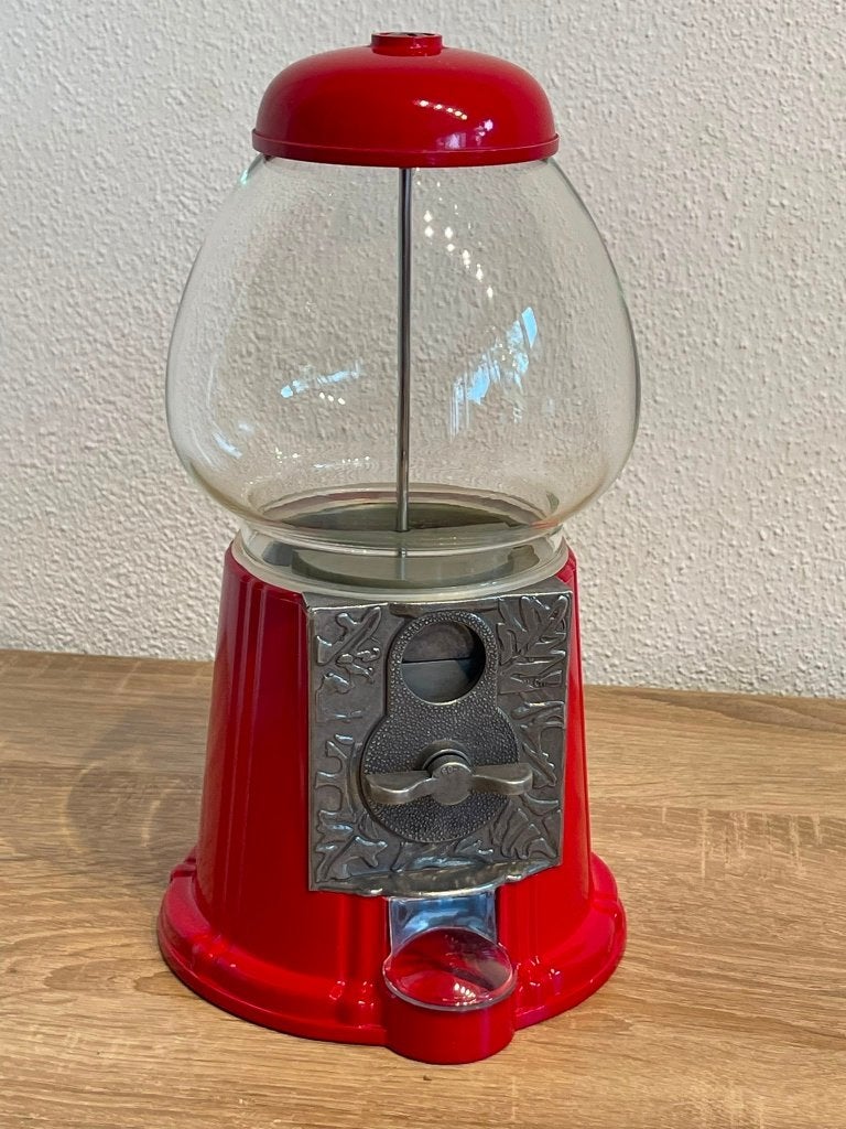 Vintage Retro Kauwgomballenautomaat 50¢ Rood, Metaal, 29 cm, Verzamelen, Ophalen of Verzenden, Huis en Inrichting