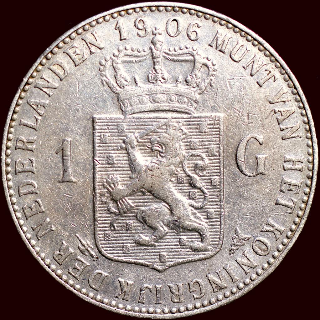 1 Gulden 1906 Wilhelmina - Kwaliteit Zeer Fraai, Postzegels en Munten, Munten | Nederland, 1 gulden, Zilver, Ophalen of Verzenden