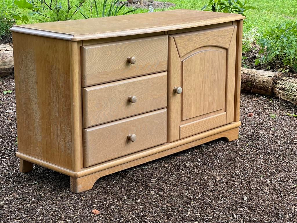 Massief eiken sideboard / ladekast, Ophalen, Zo goed als nieuw, 25 tot 50 cm