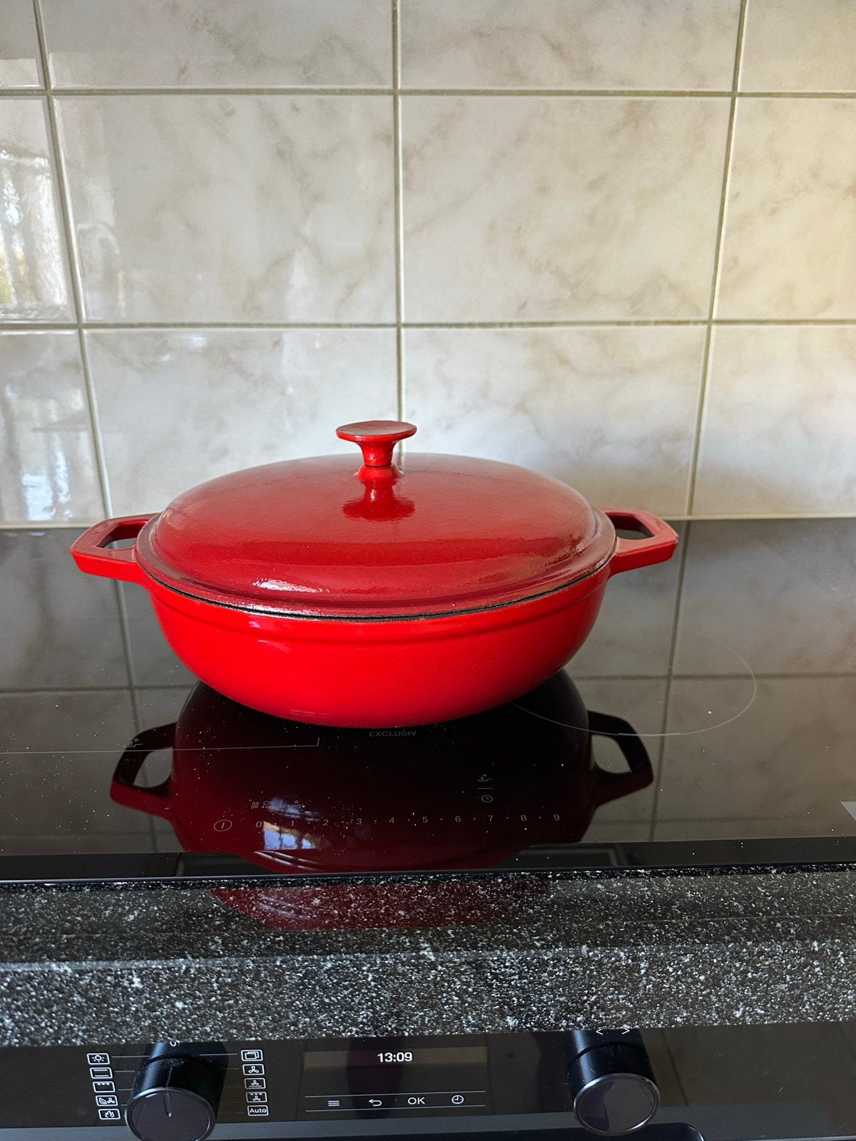 Gietijzeren braadpan, Huis en Inrichting, Keuken | Potten en Pannen, Ophalen, Gebruikt, Met deksel, Braadpan