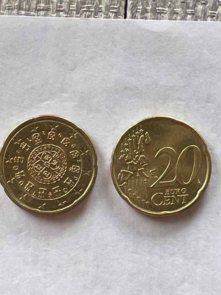 Portugal Euro munten van 20 cent 1 van 2002  en 2006., Postzegels en Munten, Munten | Europa | Euromunten, Ophalen of Verzenden