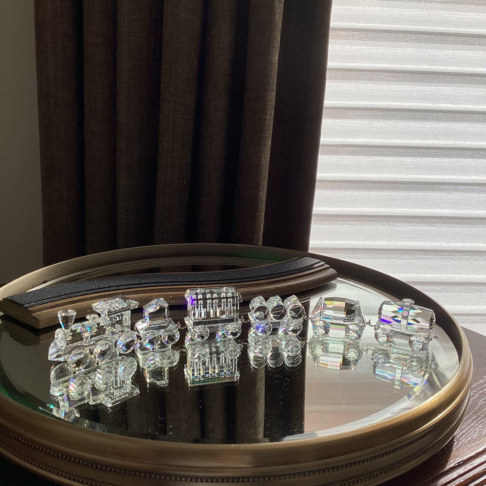 Swarovski Crystal Silver Express (6-delig) + houten rails, Verzamelen, Swarovski, Ophalen, Zo goed als nieuw, Figuurtje
