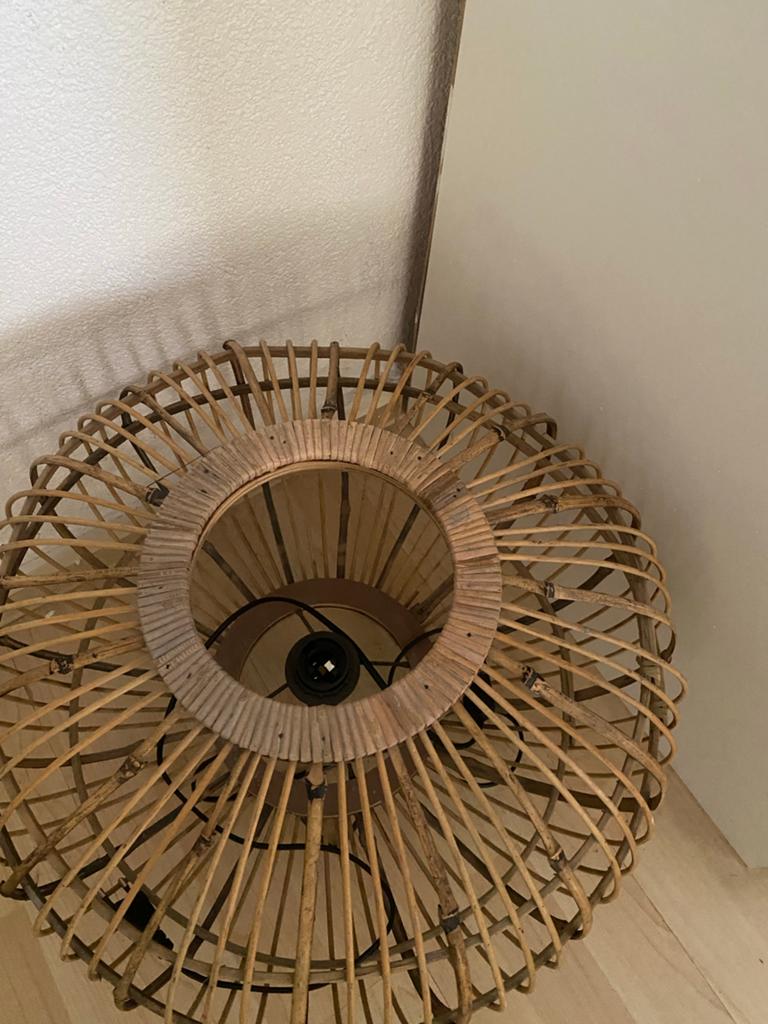 Mooie bamboe tafellamp - Sfeervolle verlichting, Ophalen, Zo goed als nieuw, Hout
