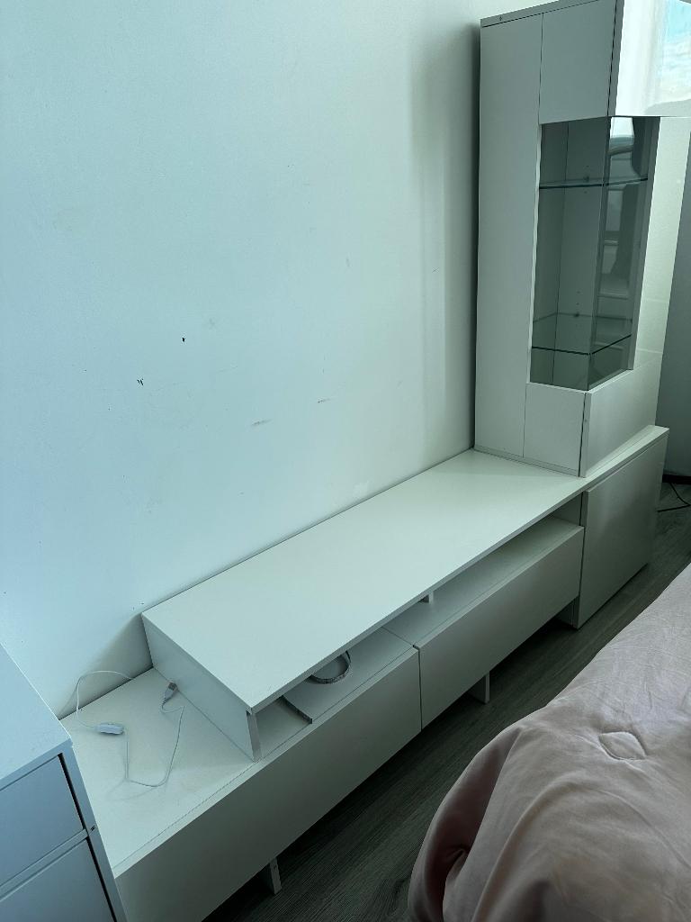 Modern TV Unit / Entertainment with Glass Display Cabinet, Ophalen, Zo goed als nieuw