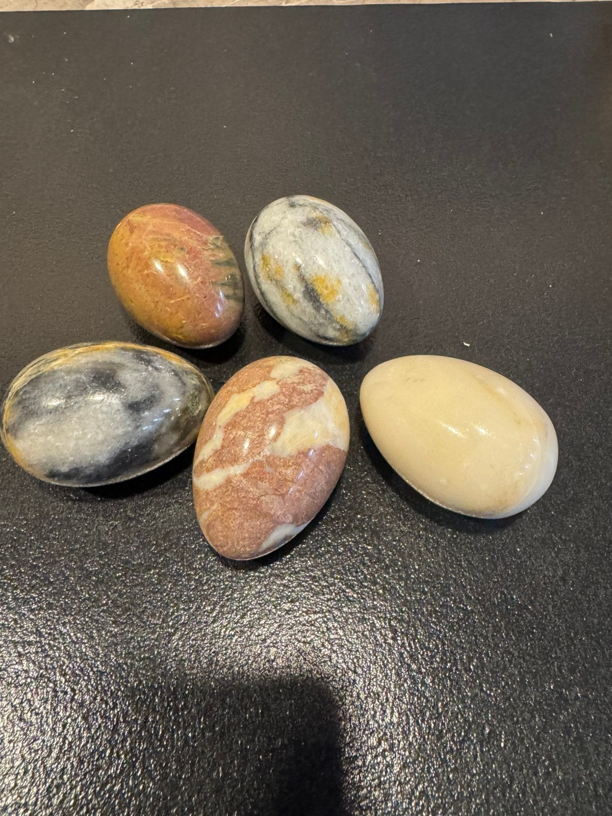 Mooie set van 5 vintage marmeren  eieren, Ophalen of Verzenden