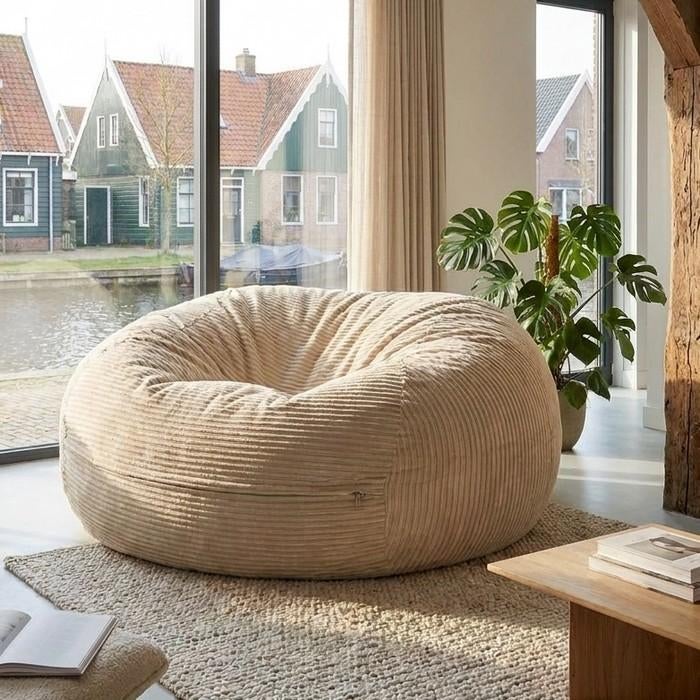 XXL Zitzak Corduroy Mega Groot - Comfortabel & Stijlvol, Ophalen of Verzenden, Nieuw, Beige, Zitzak