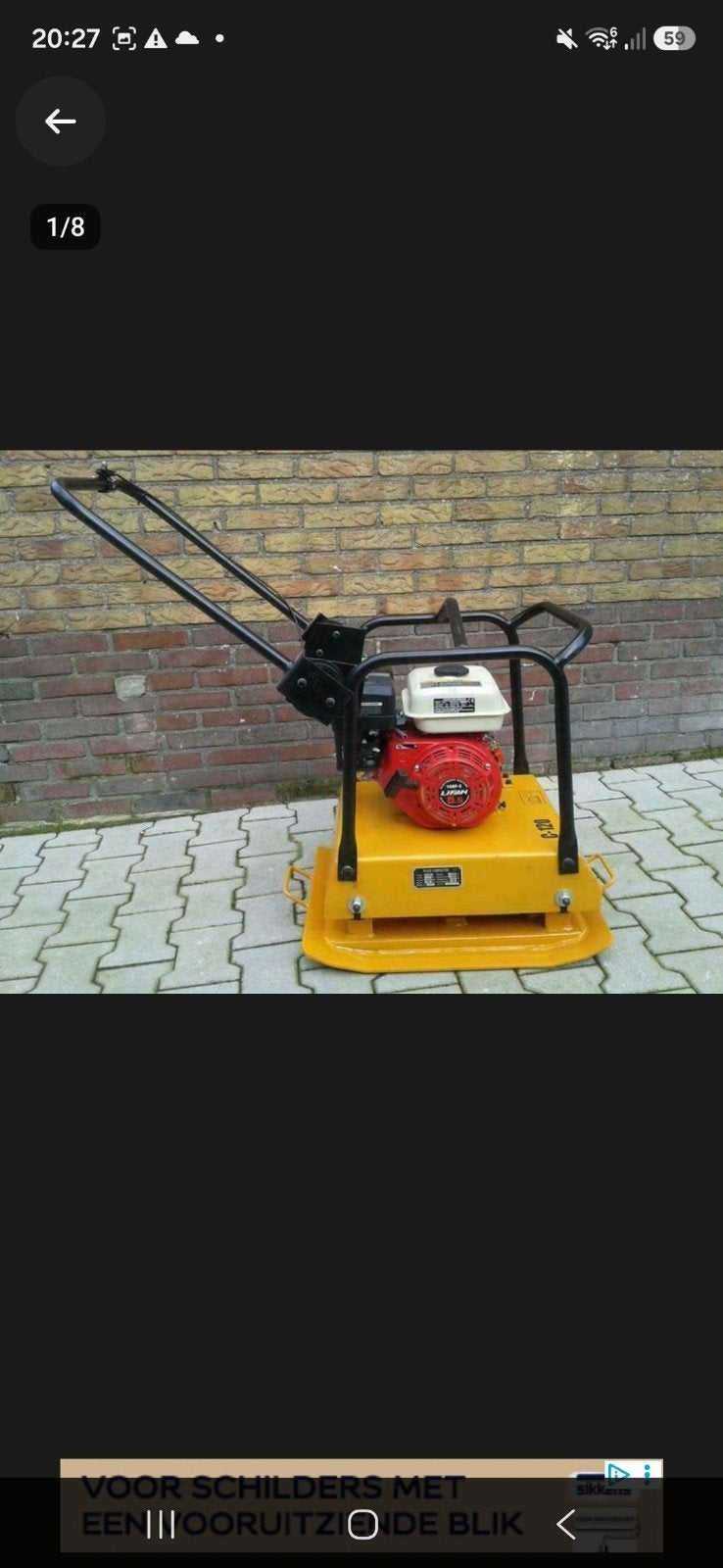 Goedwerkende trilplaat met rubbermat en wielstel, Ophalen of Verzenden