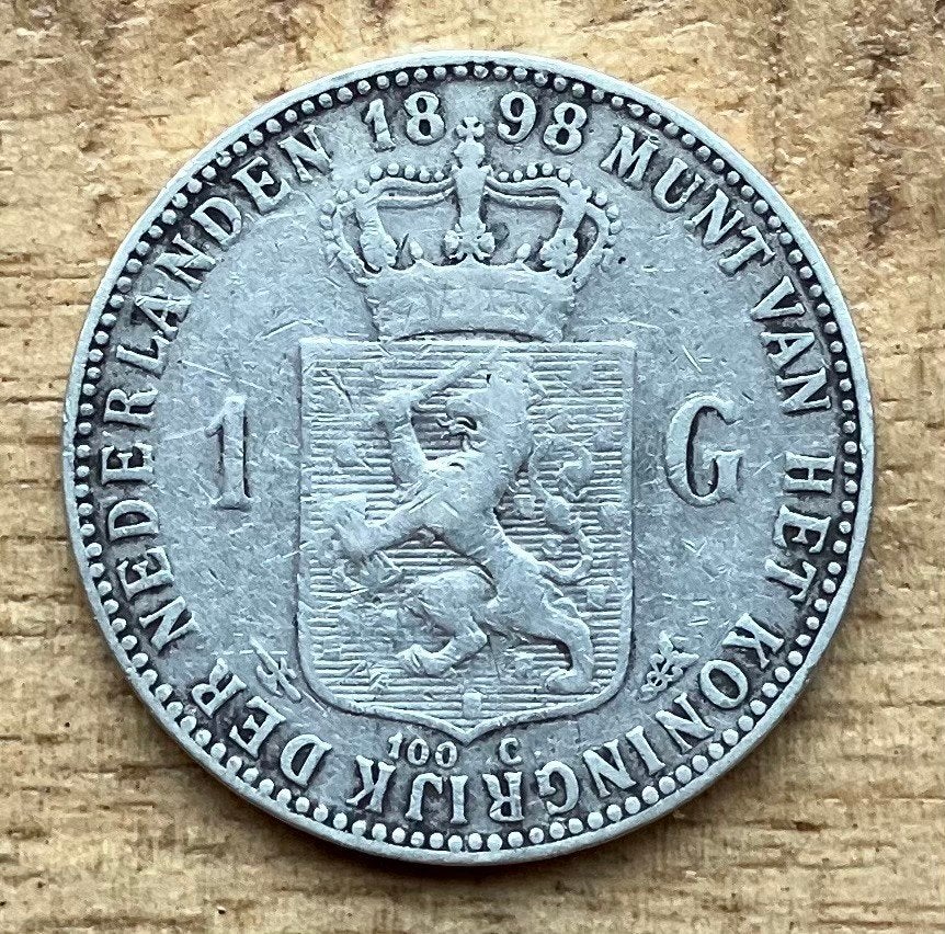 1 gulden 1898 Wilhelmina (1), Postzegels en Munten, Ophalen, 1 gulden, Zilver, Koningin Wilhelmina