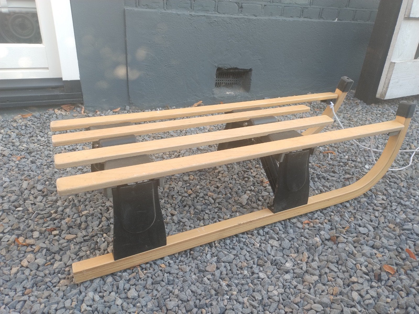 Houten inklapbare slee, Ophalen, Rem, Gebruikt, Hout