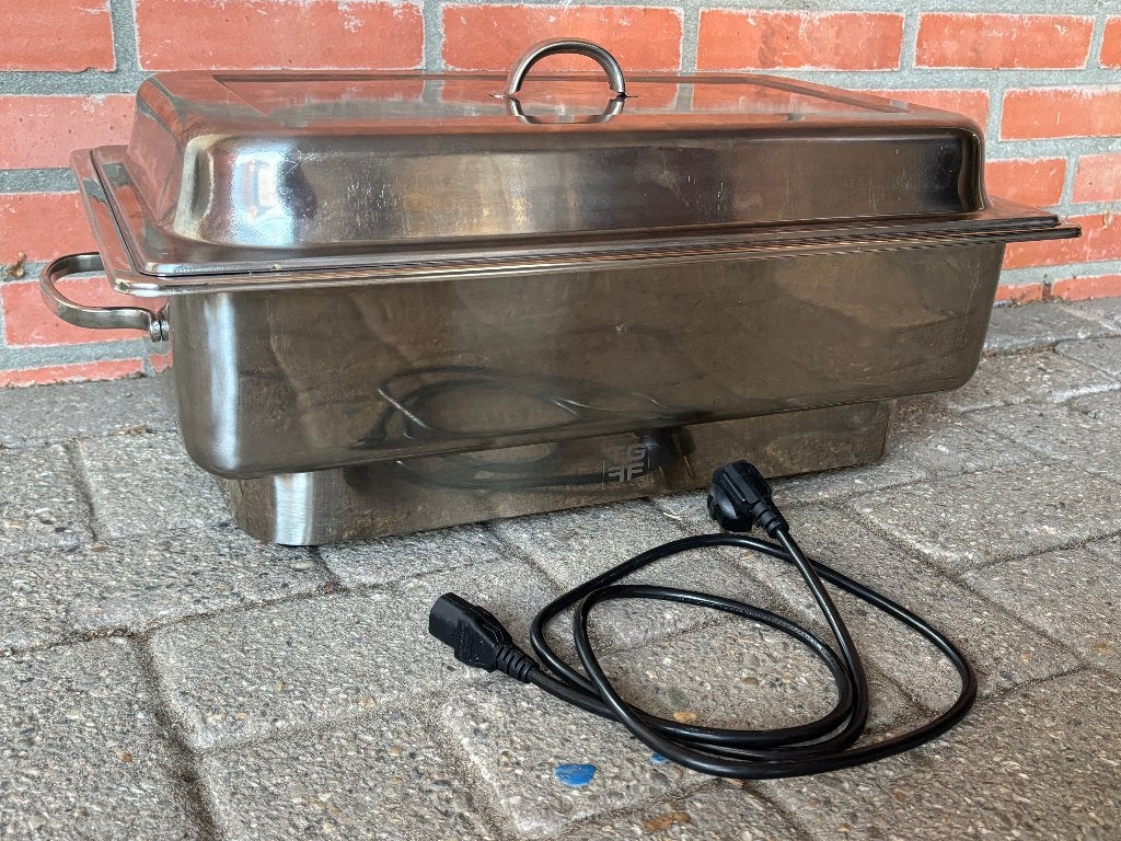 Elektrische Chafing Dish - Warmhoudschaal - au bain marie, Gebruikt, Zilver, Ophalen of Verzenden, Voorraadpot