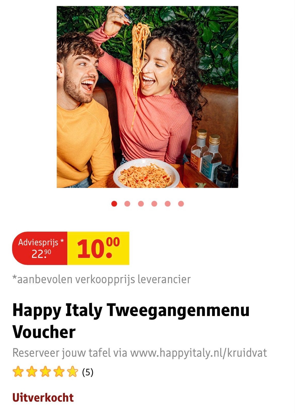 Happy Italy Voucher 2 gangen diner voor 3 persoenen, Tickets en Kaartjes, Drie personen of meer, Cadeaubon, Overige typen