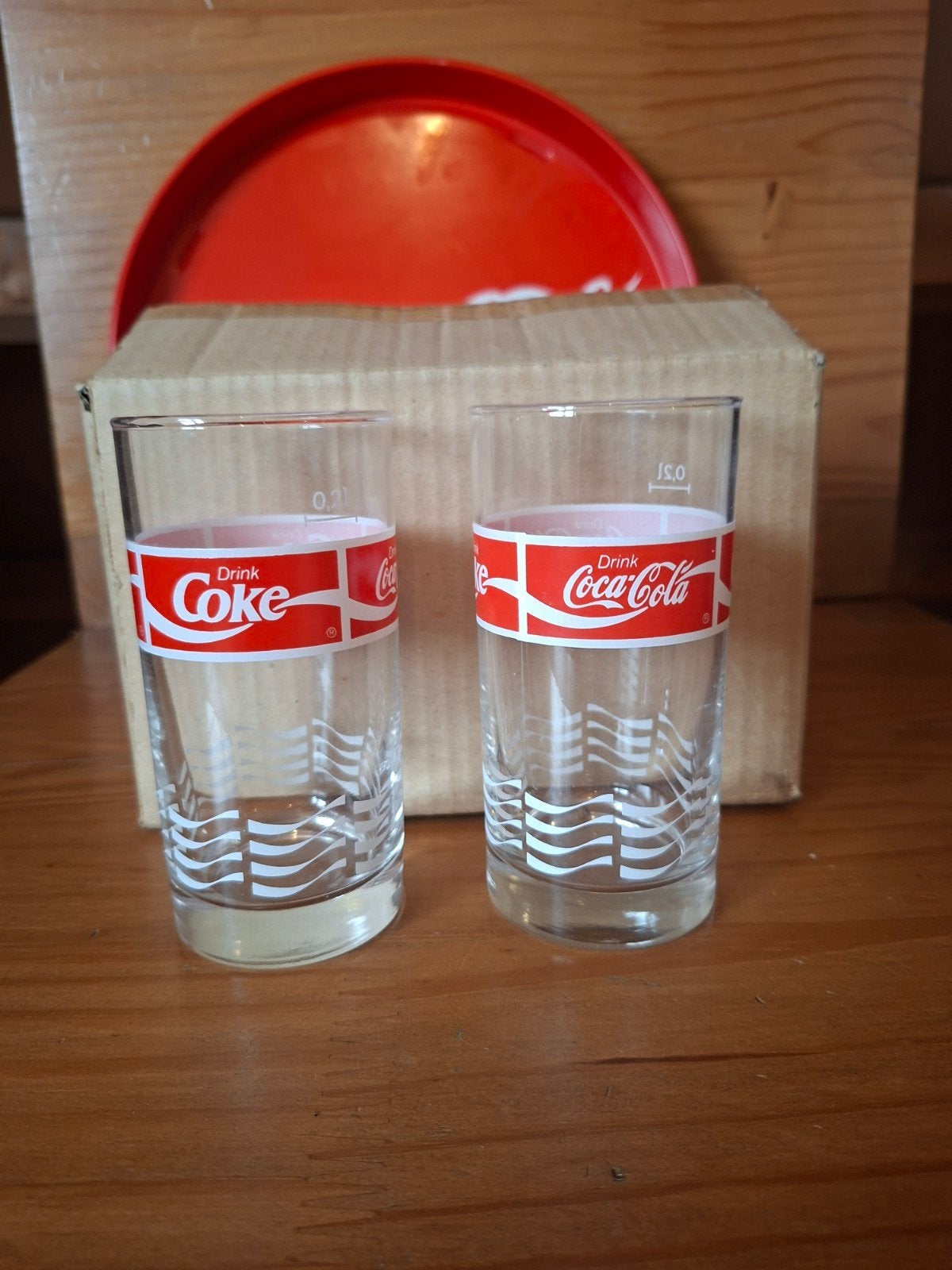 8 Coca-Cola glazen - Vintage verzamelobject, Ophalen, Vintage, Gebruikt, Meerkleurig