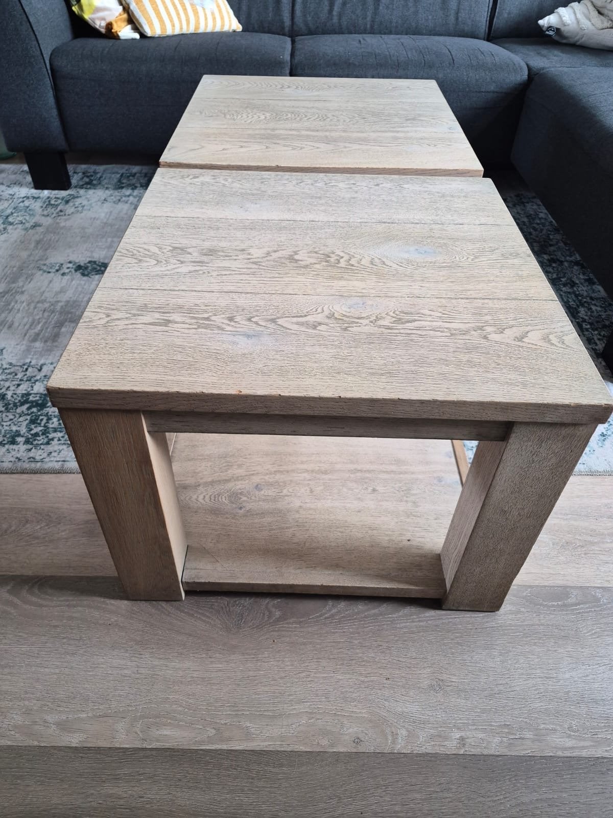 Set van 2 vierkante bijzettafels 80x80x45 cm, Gebruikt, Vierkant, 5 – 50, Overige houtsoorten