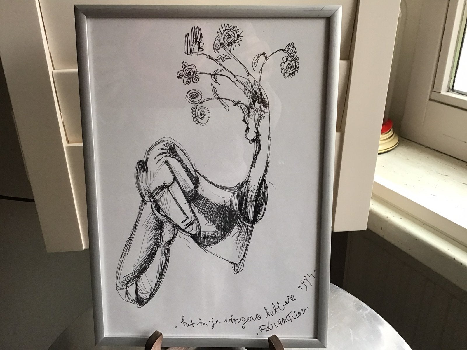Pentekening Rob van Trier ,Rob v Trier schilderij  tilburg, Verzenden, Zo goed als nieuw, Minder dan 50 cm