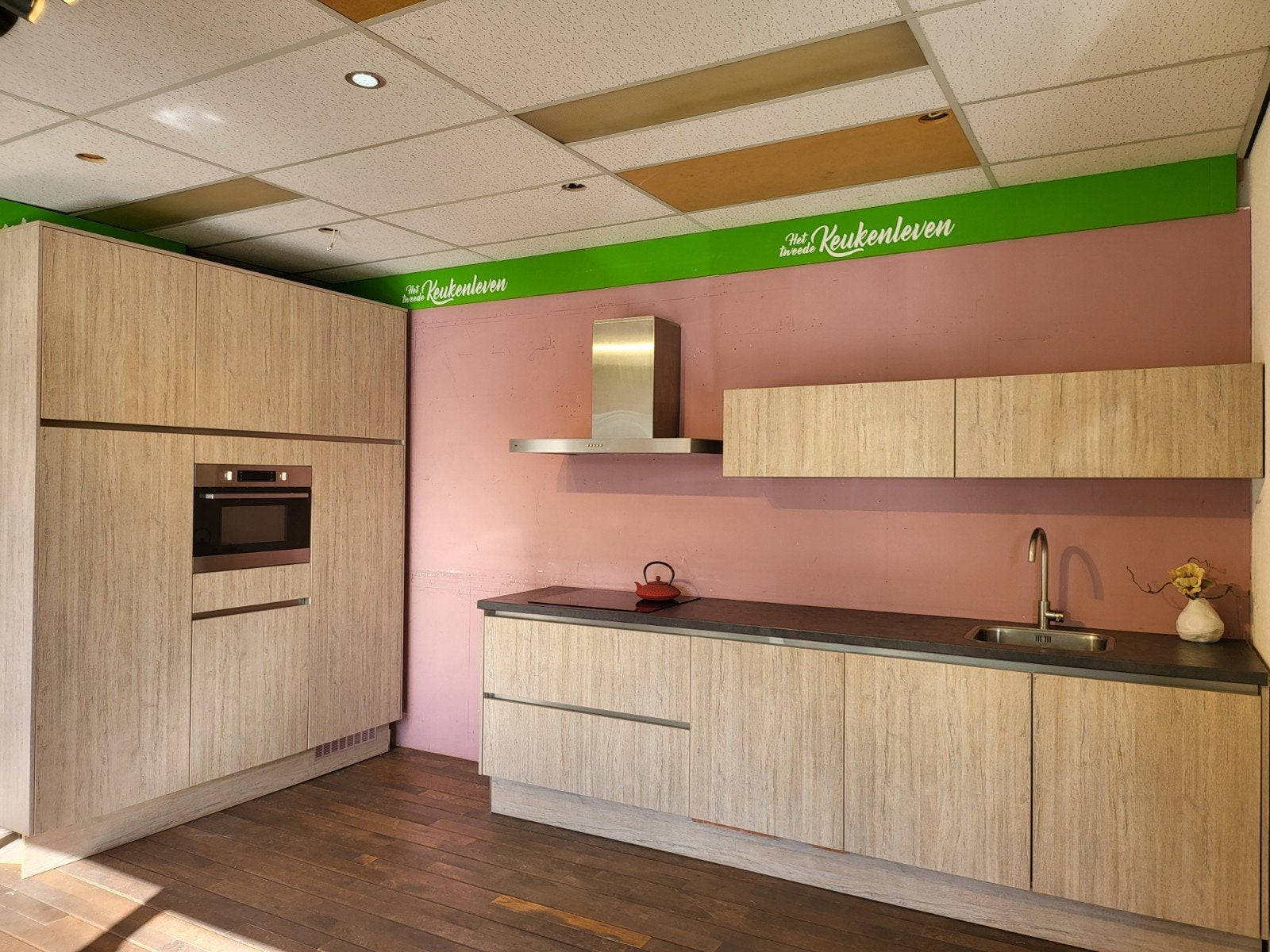 prachtige dubbelwandige keuken met kastenwand, Ophalen, Kunststof, Dubbelwandige keuken, Greeploos