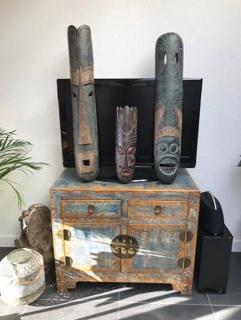 Afrikaanse houtsnijwerk masker alleen middelste te koop, Overige onderwerpen, Handgemaakt, 20 - 50 cm, Hout