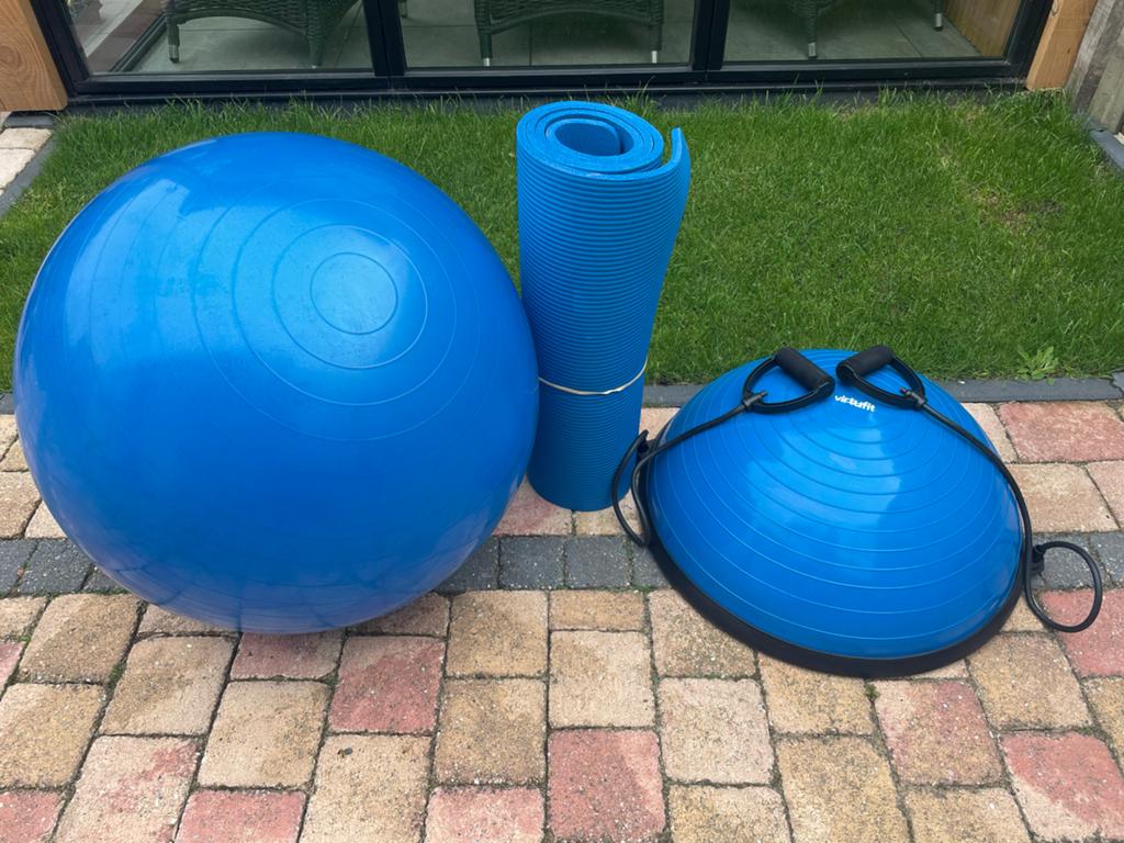 Complete Fitness Set: Balanstrainer, Zitbal & Yogamat, Sport en Fitness, Ophalen, Zo goed als nieuw, Armen, Balansbord