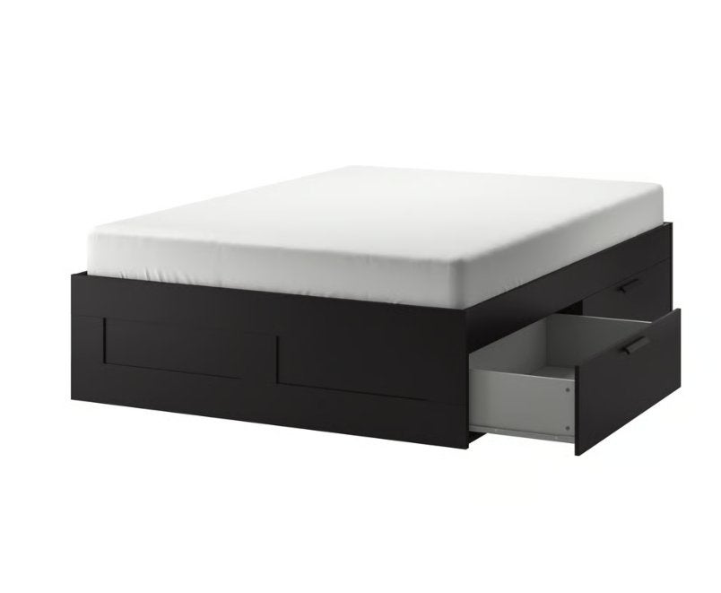 IKEA BRIMNES bed frame met lades + lattenbodem (140x200 cm), Huis en Inrichting, Ophalen, Zwart, Tweepersoons, 140 cm