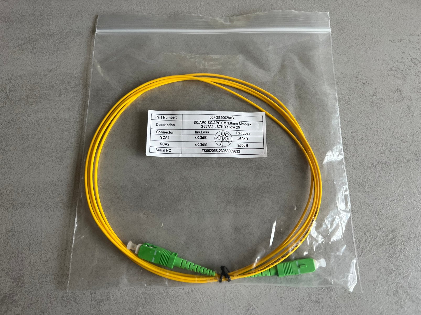 SC/APC-SC/APC SM 1.8mm Simplex G657A1 LSZH Gele Kabel 2M, Audio, Tv en Foto, Audiokabels en Televisiekabels, Ophalen of Verzenden