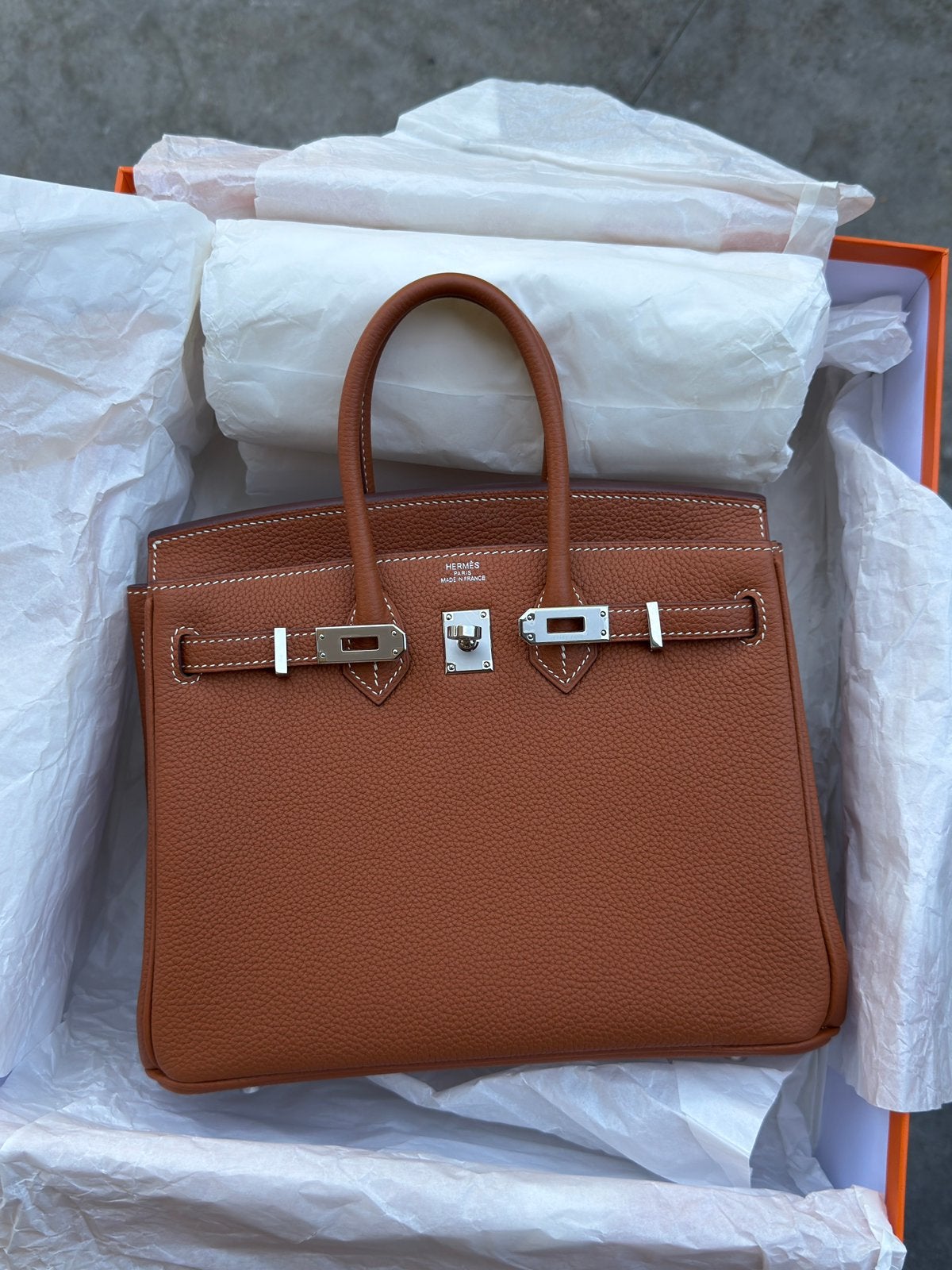 Birkin 25 Gold PHW, Verzenden, Zo goed als nieuw, Handtas