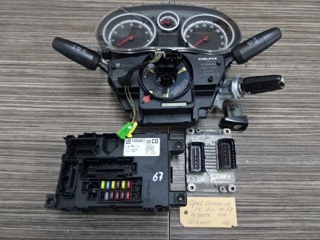 ECU Opel Corsa d bj 2008 1.2 16v benz Z12XEP complete set in, Gebruikt, -, Opel, Ophalen of Verzenden