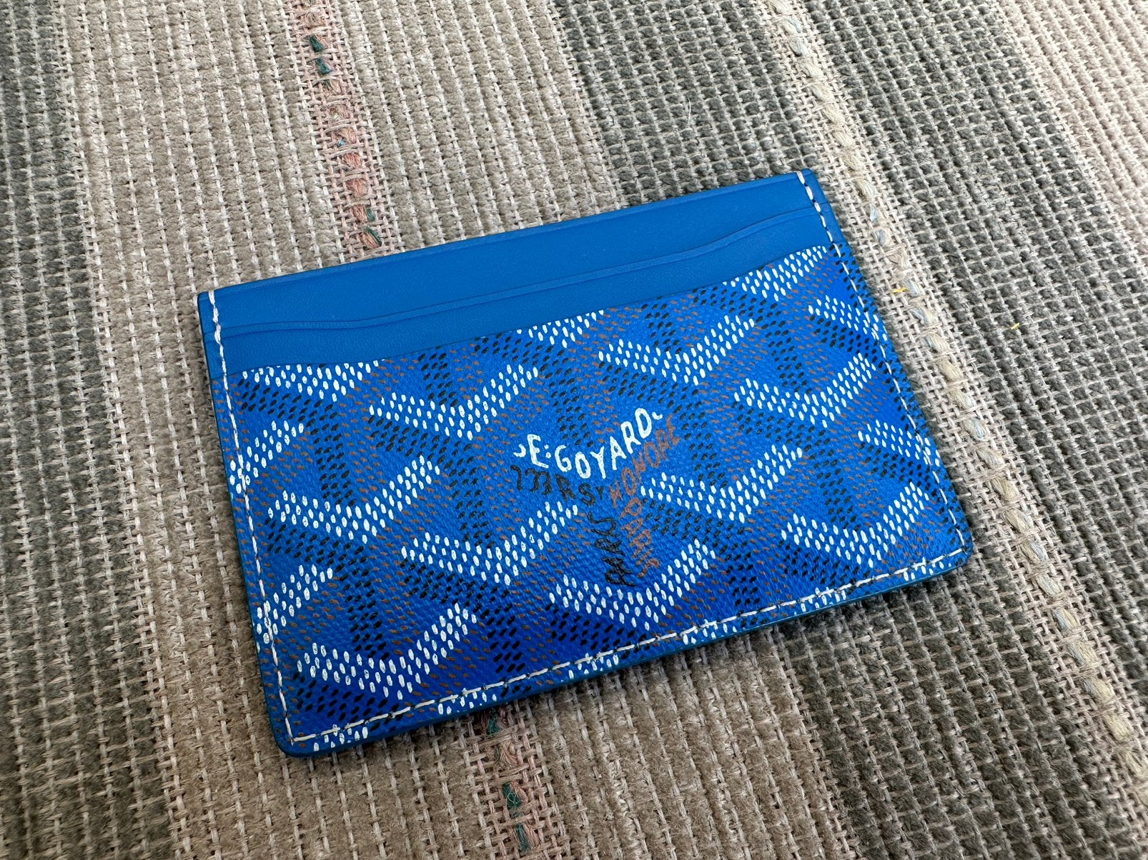 Nieuwstaat Goyard Saint Sulpice Card Wallet Holder Sky Blue, Ophalen of Verzenden, Zo goed als nieuw, Blauw